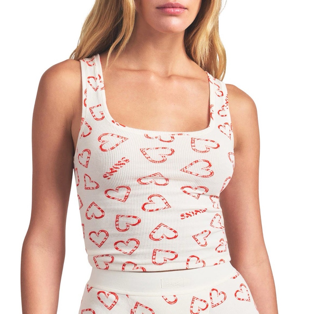 SKIMS heart ribbed tank top size small